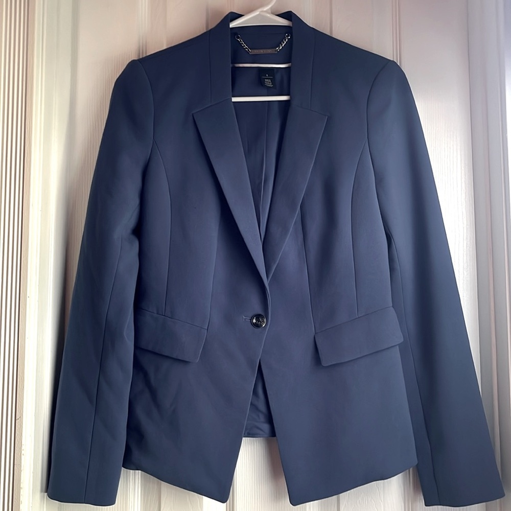 White House Black Market Navy Single-Button Blazer